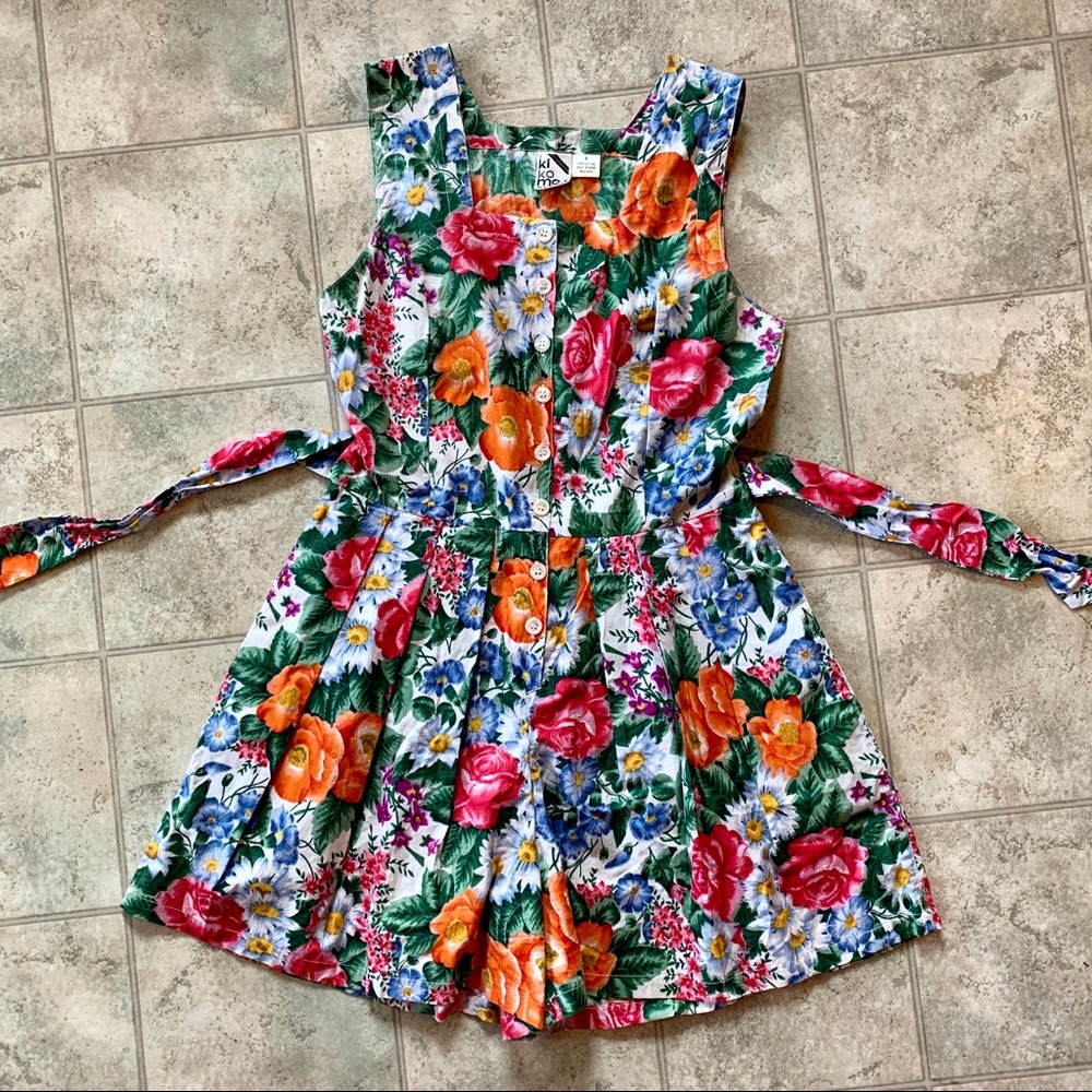 Vintage 80s 90s Floral Romper Button Up